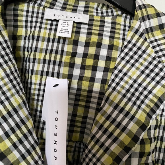 TOPSHOP button up puff sleeve blouse w front tie - Picture 2 of 3